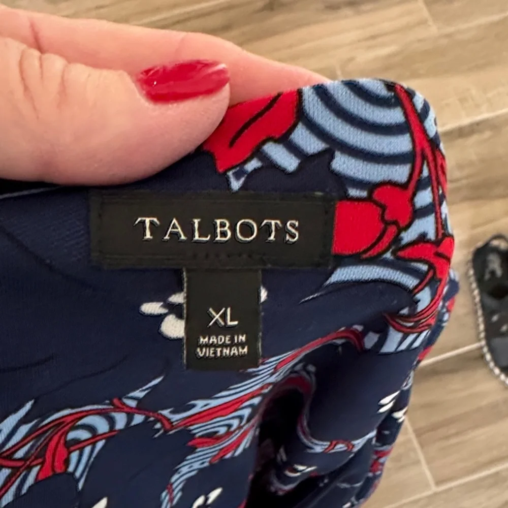 Talbots XL jersey sleeveless floral side tie dress - Picture 2 of 7